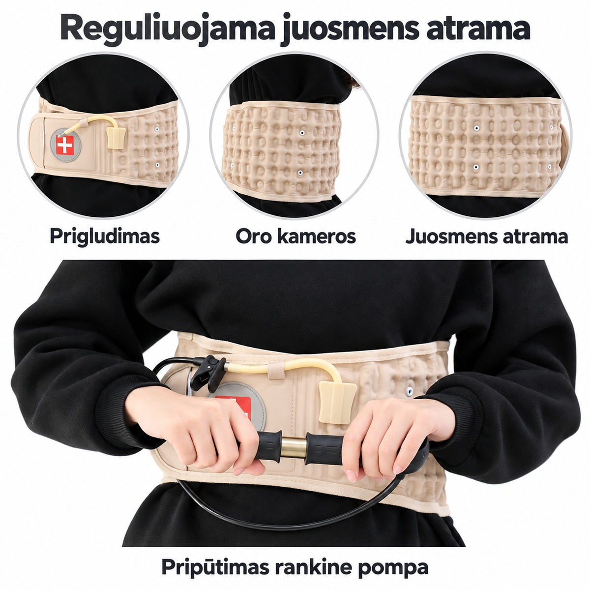 Pripučiamas dekompresinis nugaros diržas „SpineFlex“ – nuotrauka 3