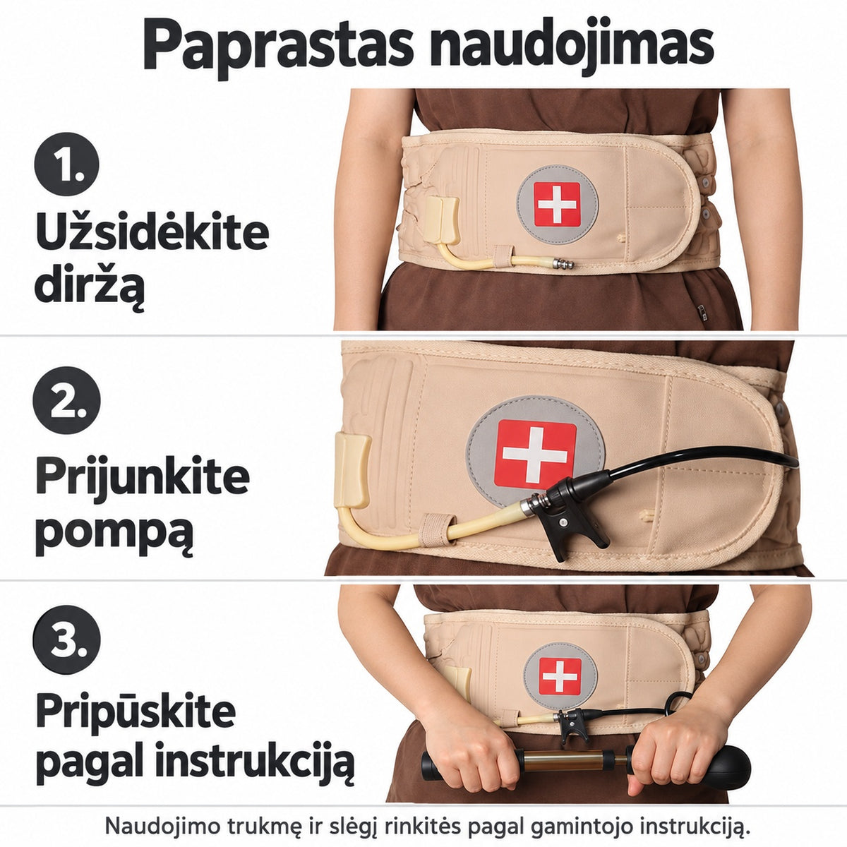 Pripučiamas dekompresinis nugaros diržas „SpineFlex“ – nuotrauka 5