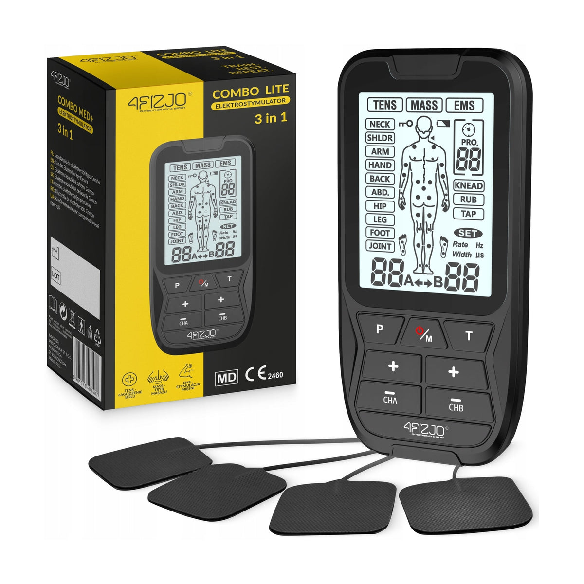 Raumenų elektrostimuliatorius 4FIZJO Combo Lite 3 viename TENS ir EMS